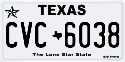 TX license plate CVC6038