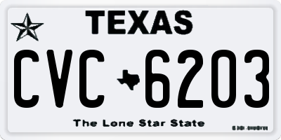 TX license plate CVC6203