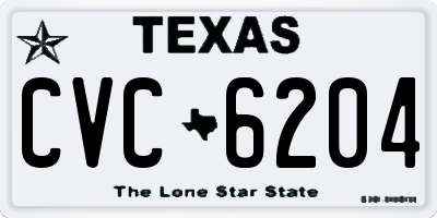 TX license plate CVC6204