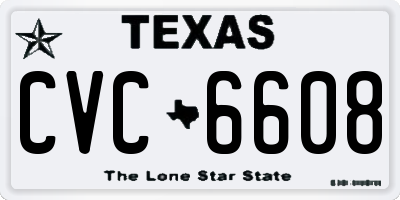 TX license plate CVC6608
