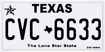 TX license plate CVC6633