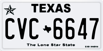 TX license plate CVC6647