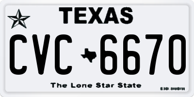 TX license plate CVC6670