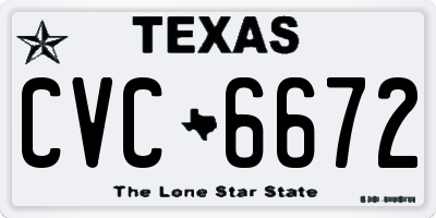TX license plate CVC6672