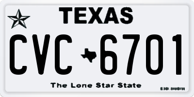 TX license plate CVC6701