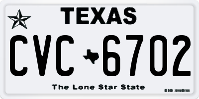 TX license plate CVC6702