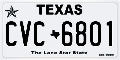 TX license plate CVC6801