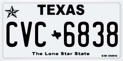 TX license plate CVC6838