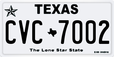TX license plate CVC7002