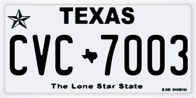TX license plate CVC7003