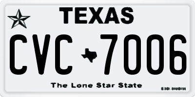 TX license plate CVC7006