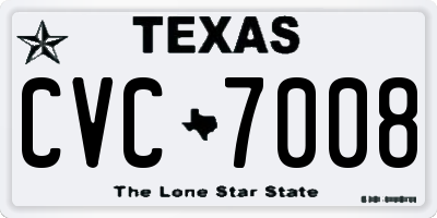 TX license plate CVC7008