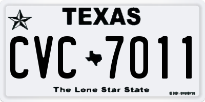 TX license plate CVC7011