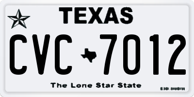 TX license plate CVC7012