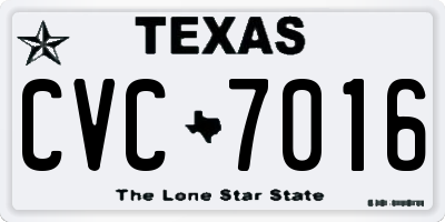 TX license plate CVC7016