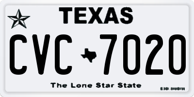 TX license plate CVC7020