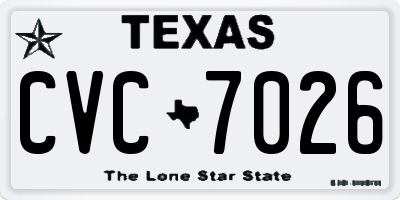 TX license plate CVC7026