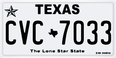 TX license plate CVC7033
