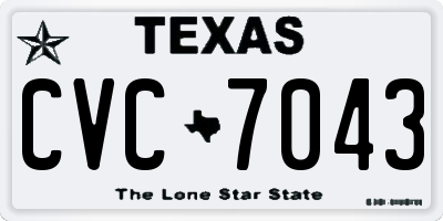TX license plate CVC7043