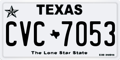 TX license plate CVC7053
