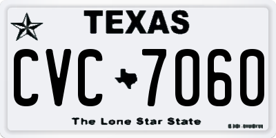 TX license plate CVC7060
