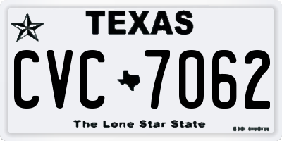 TX license plate CVC7062