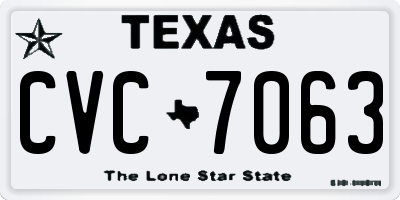 TX license plate CVC7063