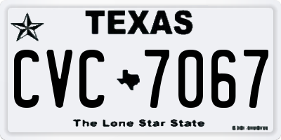 TX license plate CVC7067