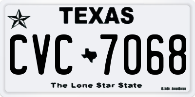TX license plate CVC7068