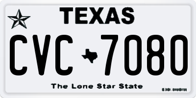 TX license plate CVC7080