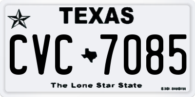 TX license plate CVC7085