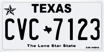 TX license plate CVC7123
