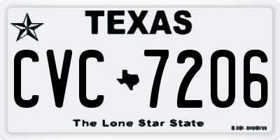 TX license plate CVC7206