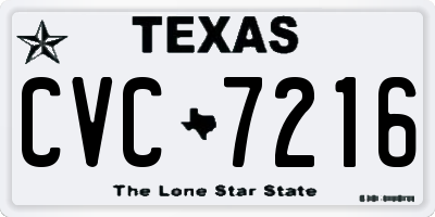 TX license plate CVC7216
