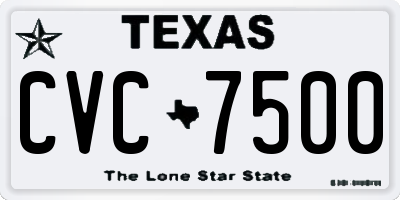 TX license plate CVC7500