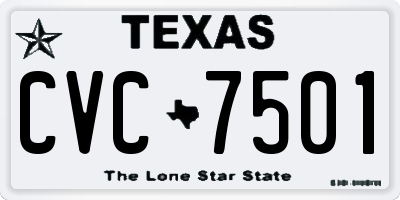 TX license plate CVC7501