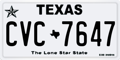 TX license plate CVC7647