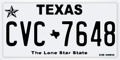 TX license plate CVC7648