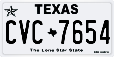 TX license plate CVC7654