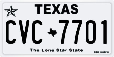 TX license plate CVC7701