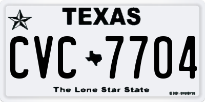 TX license plate CVC7704