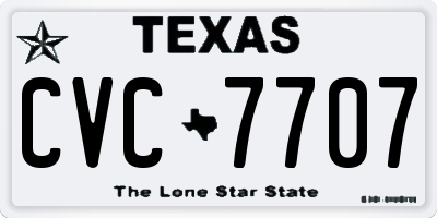 TX license plate CVC7707