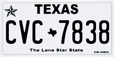 TX license plate CVC7838