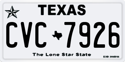 TX license plate CVC7926