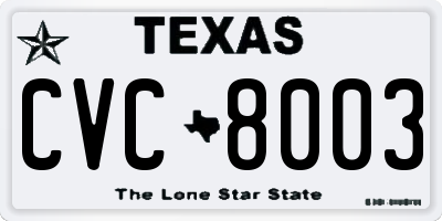 TX license plate CVC8003