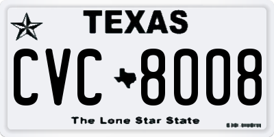 TX license plate CVC8008