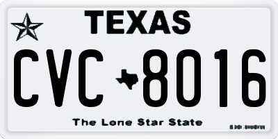 TX license plate CVC8016