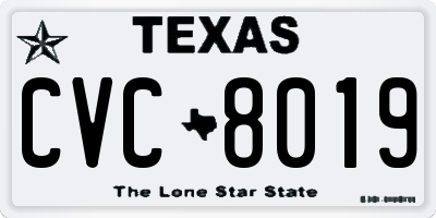 TX license plate CVC8019