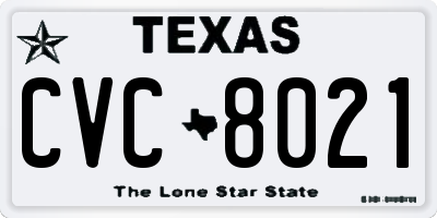 TX license plate CVC8021