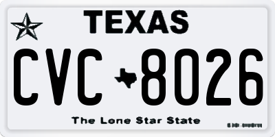 TX license plate CVC8026